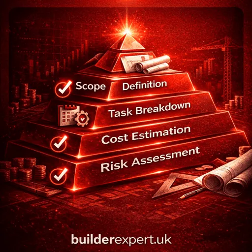 How a structured cost plan is built for residential renovation projects including scope definition, task breakdown, cost estimation and risk assessment