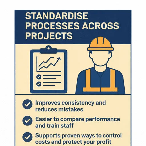 Diagram showing a standardized process workflow with clearly defined steps and responsibilities.